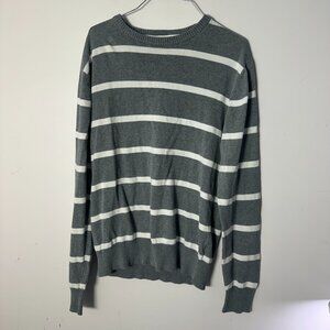EUC LOGG Label of Graded Goods Sweater Long Sleeve Gray White Stripes Large L